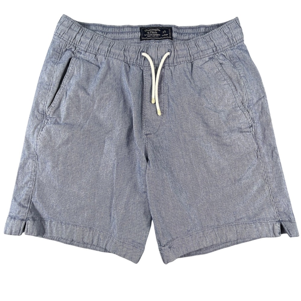 Abercrombie & Fitch Shorts Mens XS Blue Pinstripe Pull On Stretch Drawstring
